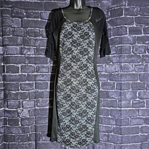 Elegant Black and Gray Lace Dress